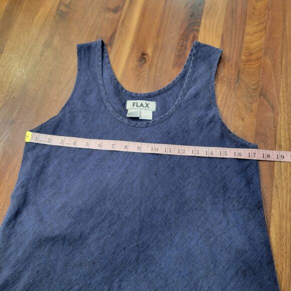 Womens Flax 100% Linen Tank Stitched Trims Summer Lagenlook Top Size Small - Picture 4 of 5